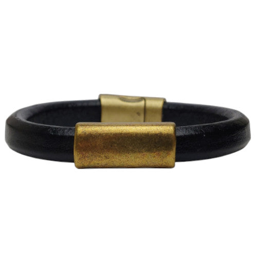 Brass North Leather Bracelet