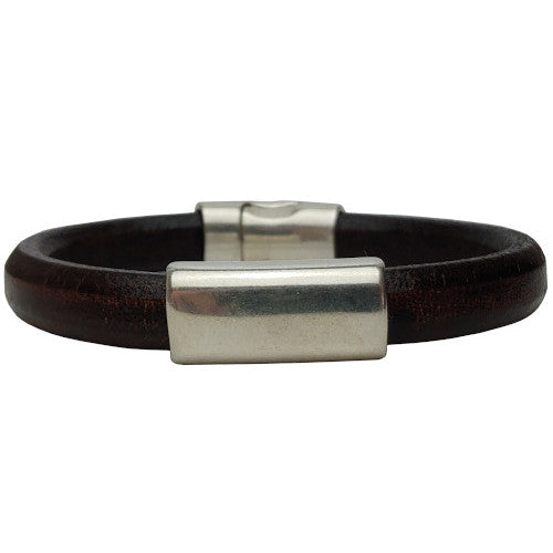 Silver North Leather Bracelet