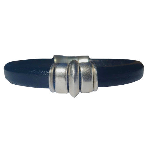 Silver Saturn Leather Bracelet