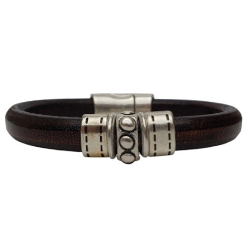 Silver Chrome Leather Bracelet