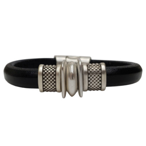 Silver Trac Leather Bracelet