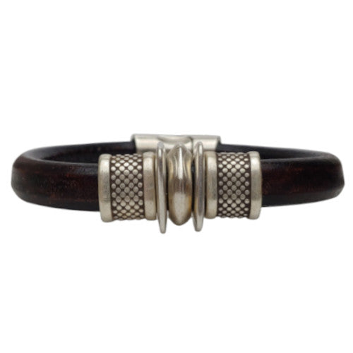 Silver Trac Leather Bracelet