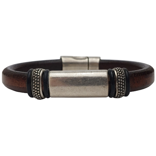Silver Titan Leather Bracelet