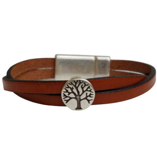 Tree of Life Leather Bracelet in Multiple Leather Colors