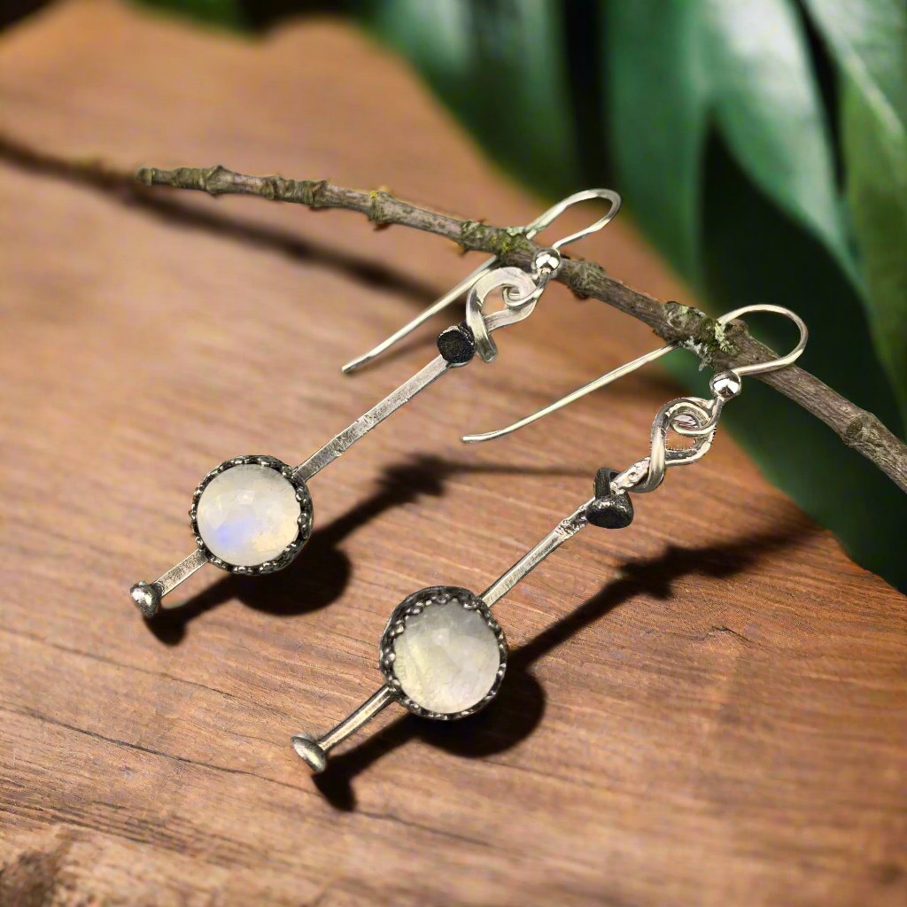 Sterling Silver Moonstone Palos Earrings
