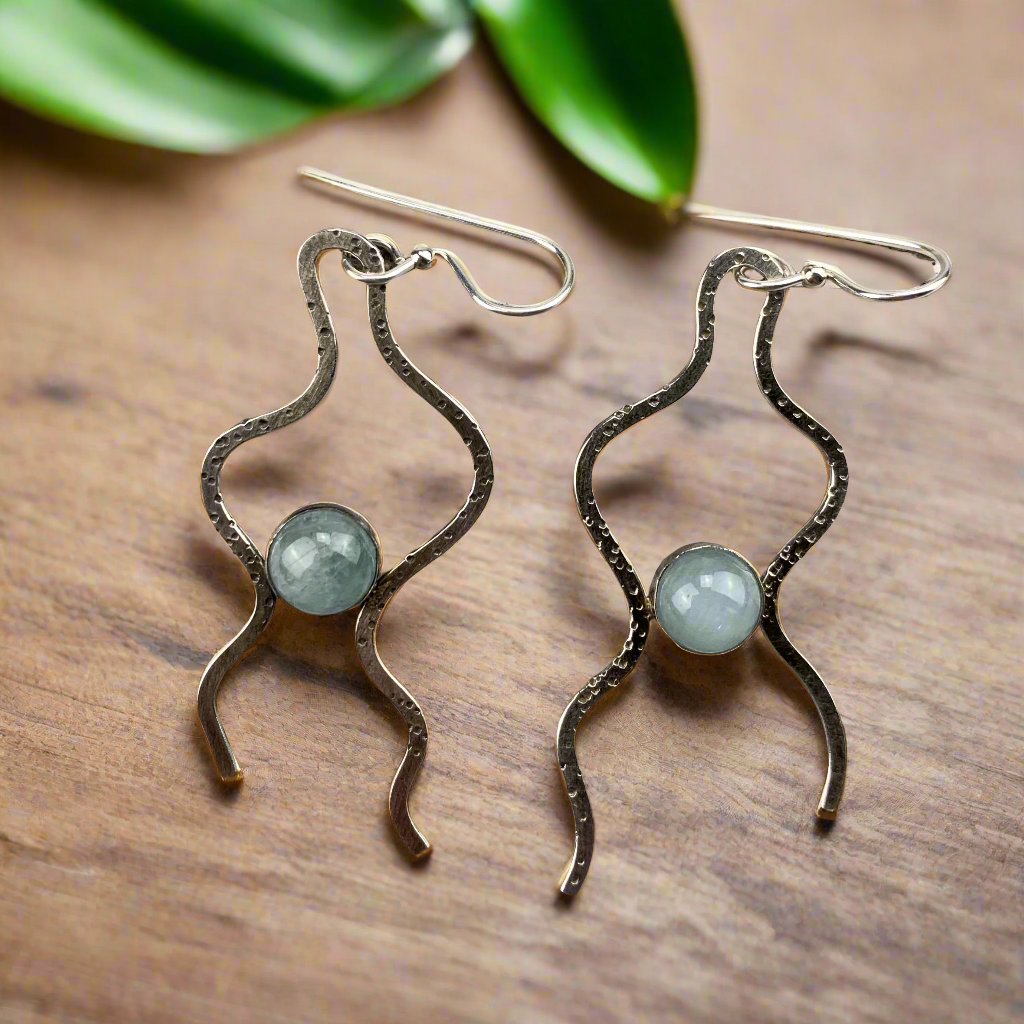 Sterling Silver Aquamarine Tentacles Earrings