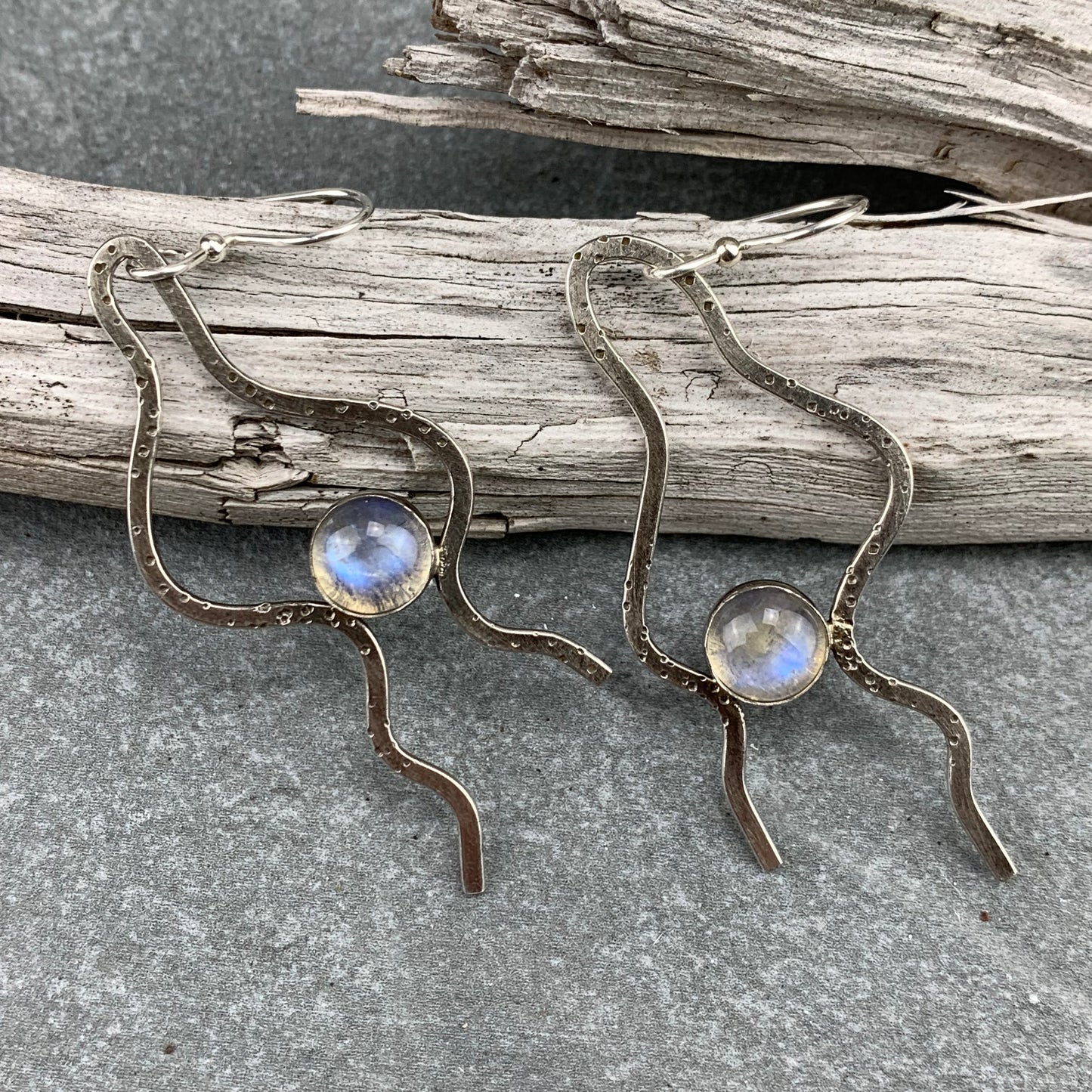 Sterling Silver Moonstone Tentacles Earrings
