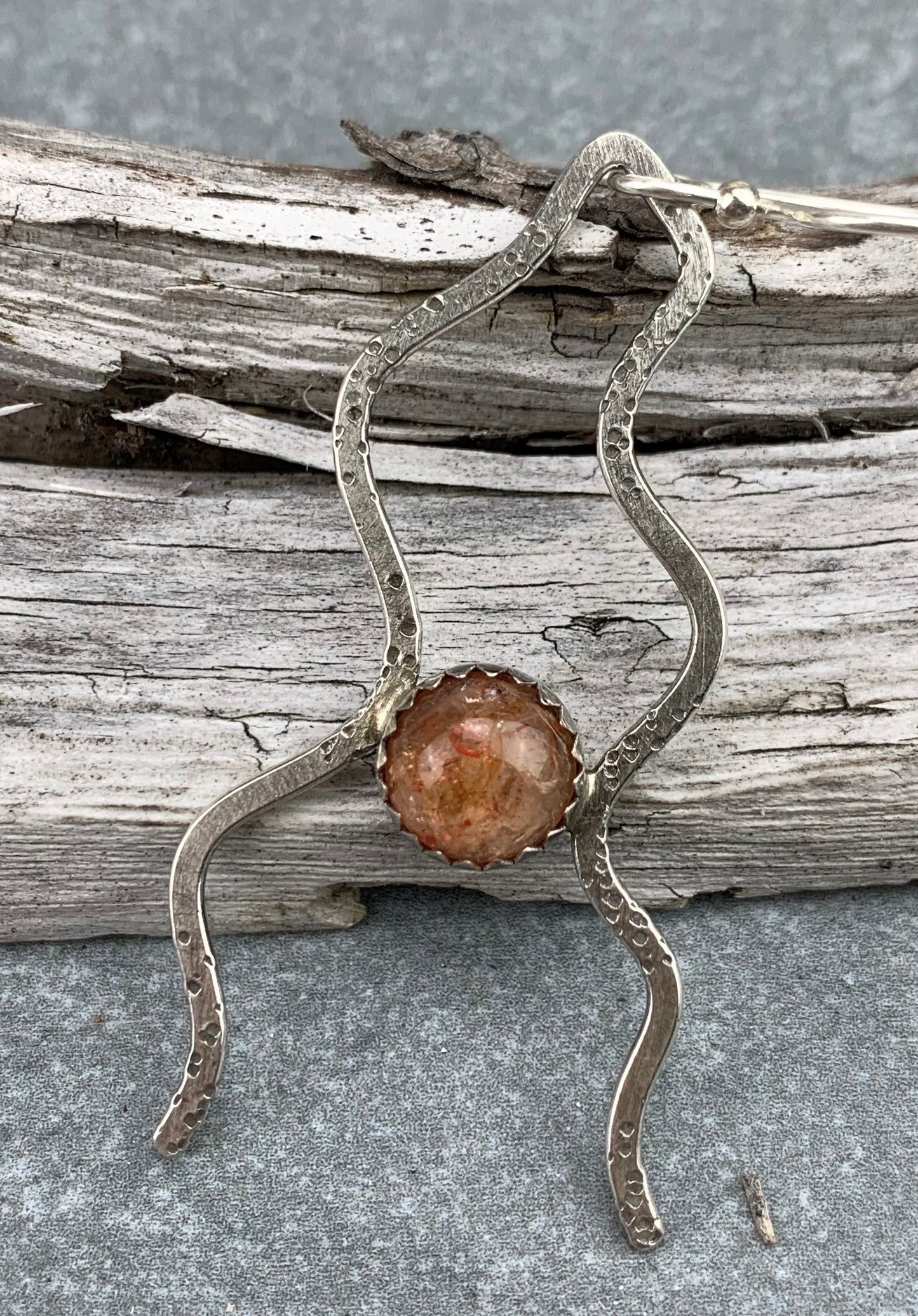 Sterling Silver Oregon Sunstone Tentacles Earrings