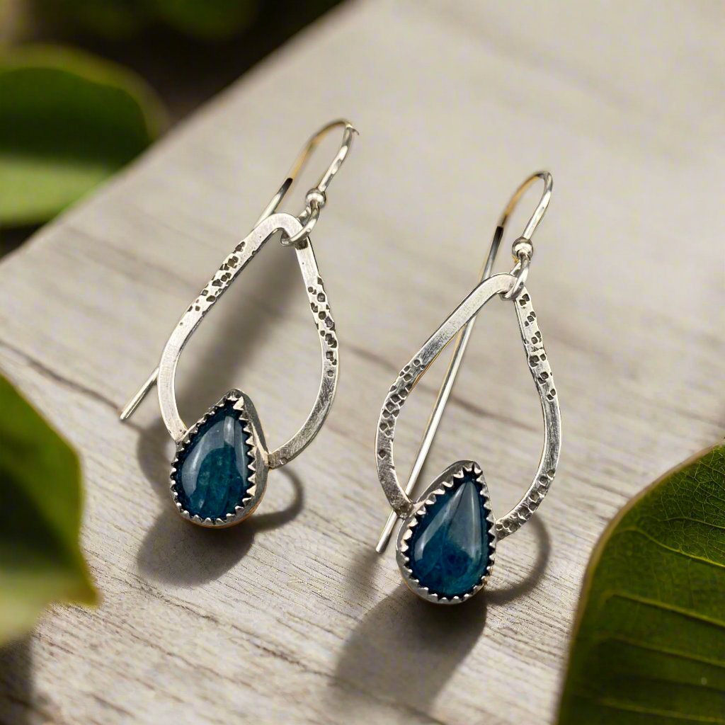 Sterling Silver Apatite Teardrop Earrings