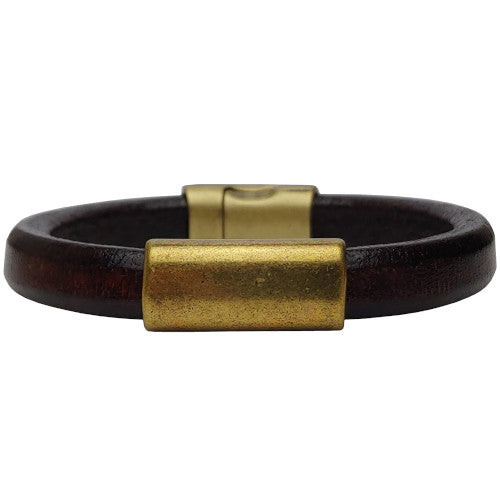 Brass North Leather Bracelet