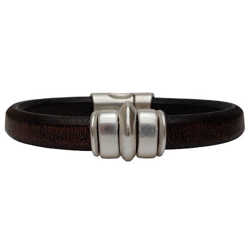 Silver Saturn Leather Bracelet