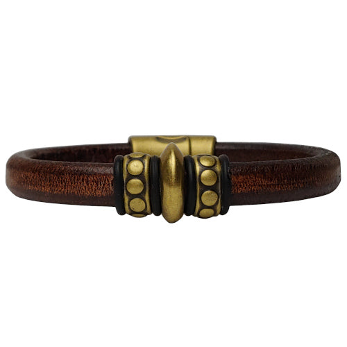 Brass Aries Leather Bracelet