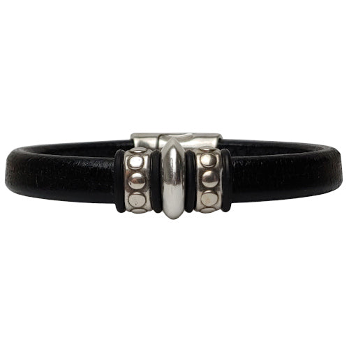 Silver Aries Leather Bracelet