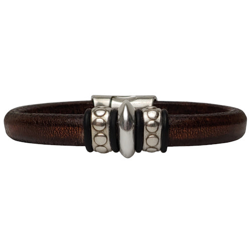 Silver Aries Leather Bracelet