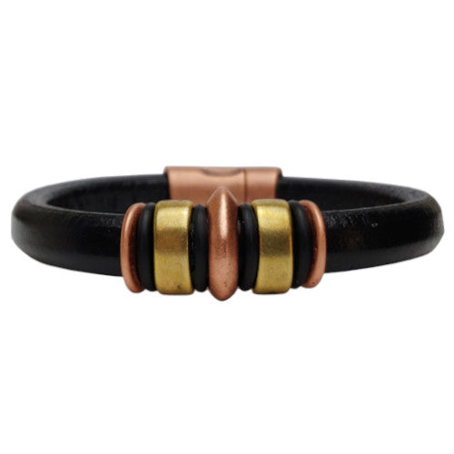 Brass and Copper Jupiter Leather Bracelet