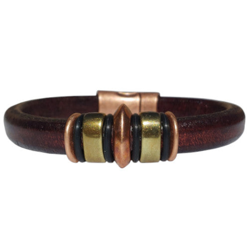 Brass and Copper Jupiter Leather Bracelet