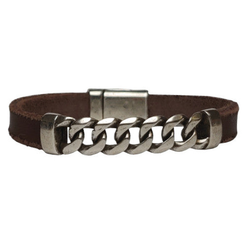 Silver Indus Leather Bracelet