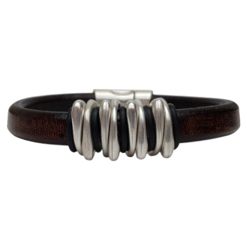 Silver Space Leather Bracelet