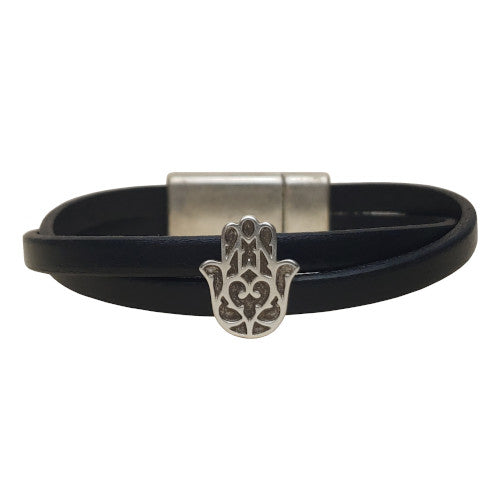 Hamsa Leather Bracelet in Multiple Leather Colors