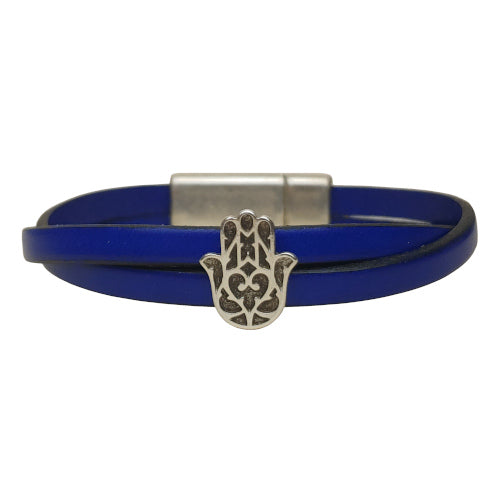 Hamsa Leather Bracelet in Multiple Leather Colors