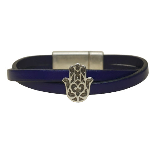 Hamsa Leather Bracelet in Multiple Leather Colors