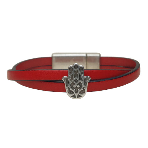 Hamsa Leather Bracelet in Multiple Leather Colors