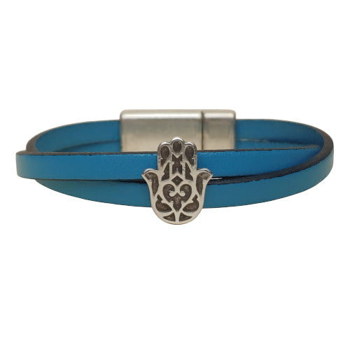 Hamsa Leather Bracelet in Multiple Leather Colors