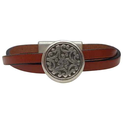 Floral Leather Bracelet in Multiple Leather Colors