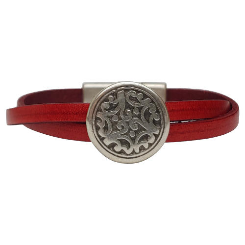 Floral Leather Bracelet in Multiple Leather Colors