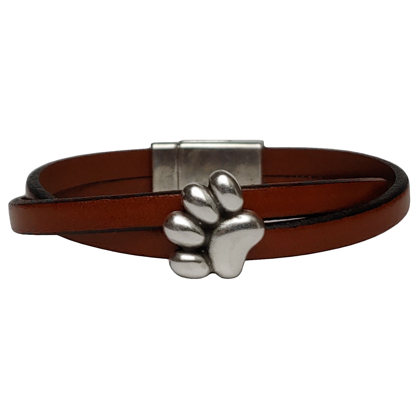 Dog Paw Leather Bracelet in Multiple Leather Colors