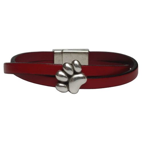 Dog Paw Leather Bracelet in Multiple Leather Colors