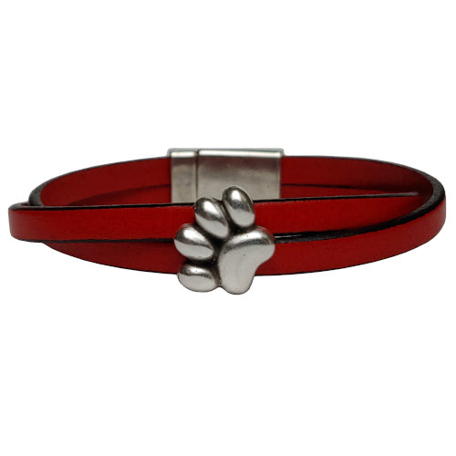 Dog Paw Leather Bracelet in Multiple Leather Colors