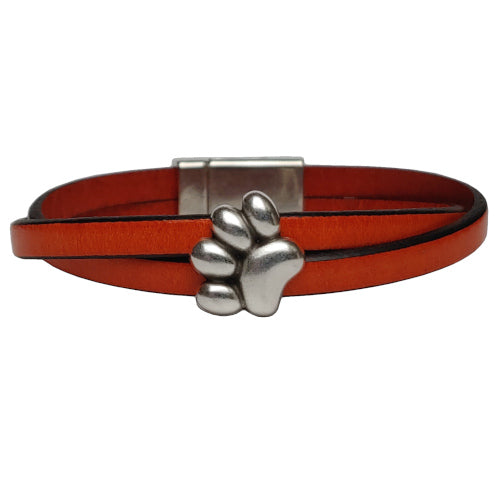 Dog Paw Leather Bracelet in Multiple Leather Colors