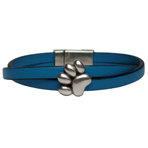 Dog Paw Leather Bracelet in Multiple Leather Colors