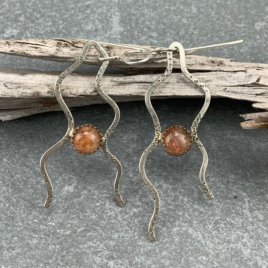 Sterling Silver Oregon Sunstone Tentacles Earrings