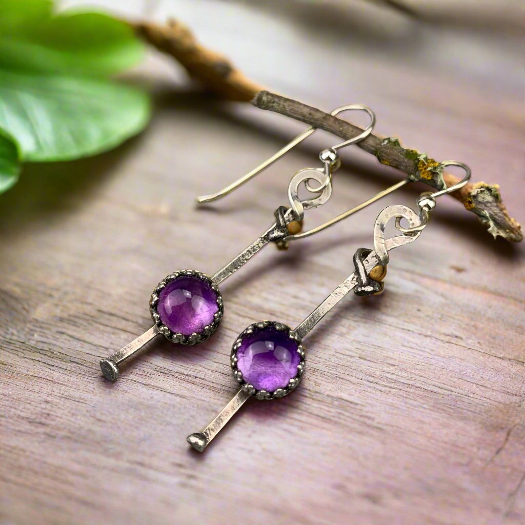 Sterling Silver Amethyst Palos Earrings
