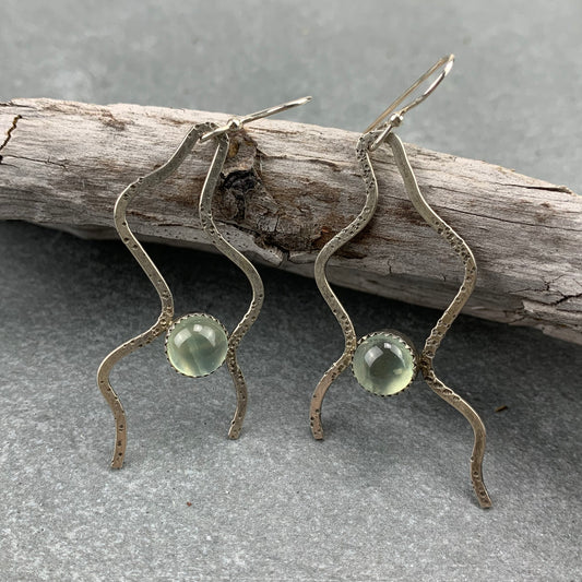 Sterling Silver Prehnite Tentacles Earrings