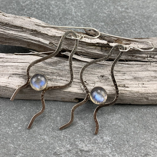 Sterling Silver Moonstone Tentacles Earrings