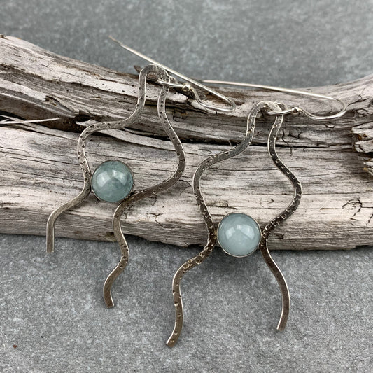 Sterling Silver Aquamarine Tentacles Earrings