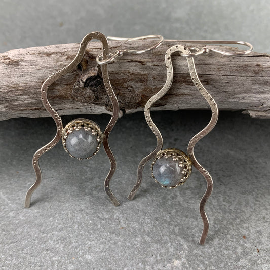 Sterling Silver Labradorite Tentacles Earrings